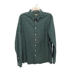Eddie Bauer Shirt Mens 2XLT TXXL Forrest Green Plaid‎ Long Sleeve Button Down